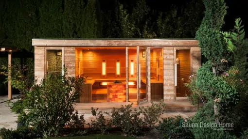 Sauna mit Pflanzen
