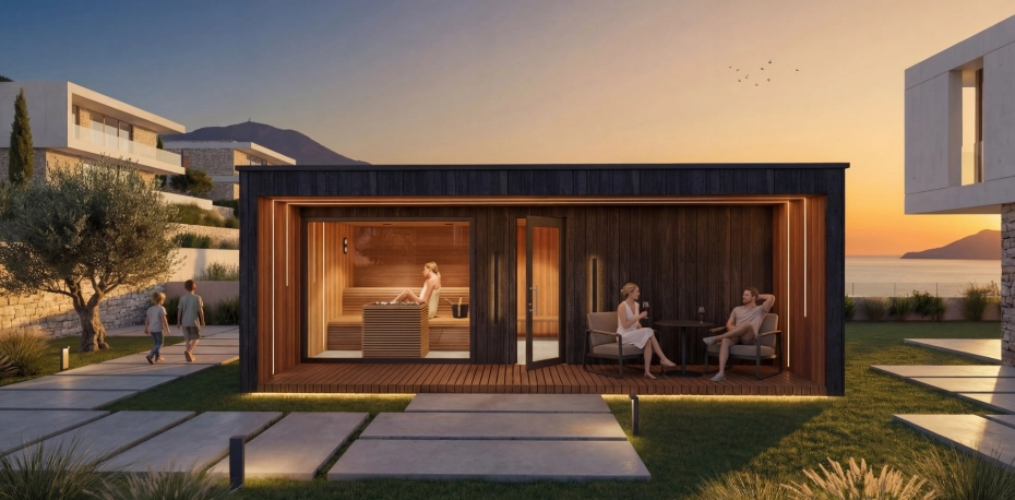 Joy Familie Ganzjähriges Premium-Wellnesshaus mit Sauna