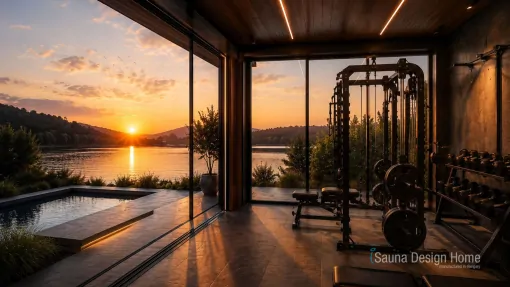 Fitnessraum zu Hause mit Sauna Fitnessraum zu Hause mit Sauna