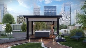 Pergola mit zipSCREEN Sonnenschutz in 'Black Angel' Farbe.