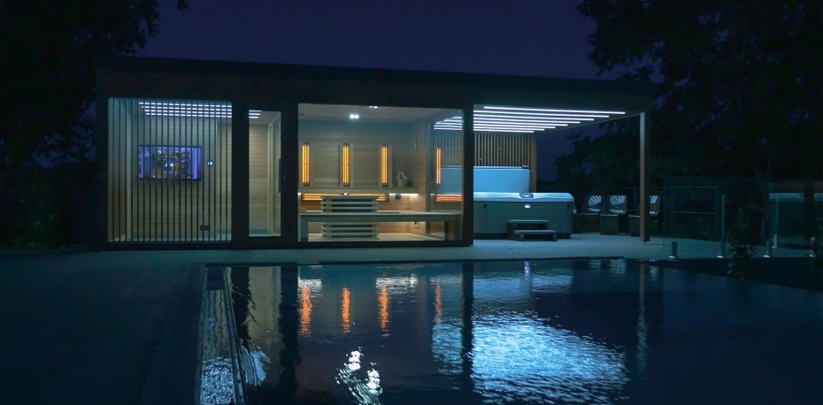 Außensauna, Gartensaunahaus am Ufer des Mondsees