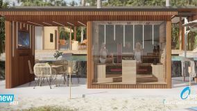 Aussensauna mit Vordach und TV-Wand