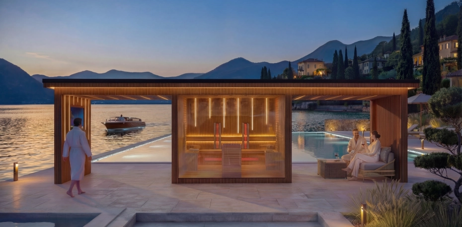 Unser modular zusammenbaubares Saunahaus Oasis von 4 Jahreszeiten